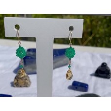 Boucles d'oreilles onix vert et citrine