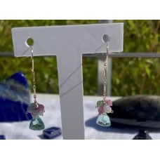 Boucles d'oreilles Quartz vert faceté tanzanite tourmaline rose préhnite